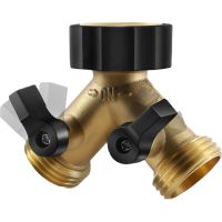 2 Way Garden Y Hose Splitter Brass 3/4 Tap Splitter Brass Manifold Double-Way Washing Machine Hose Connector Y-Type