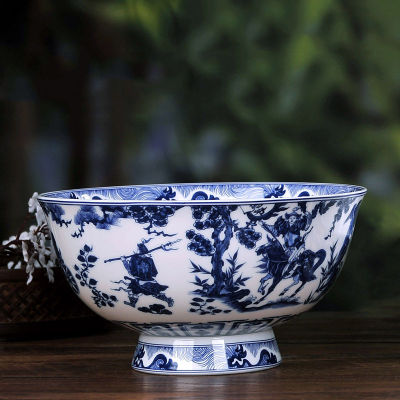 Jingdezhen Blue and White Porcelain Tableware Ceramic Rice Bowl Chinese Bone China Ramen Soup Bowls Kitchen Dinnerware Container