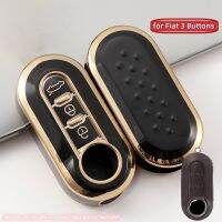 hot【DT】 3 Buttons Gold Car Flip Folding Cover 500 Holder Protecor Keychain Accessories