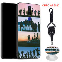 BTS เคสโทรศัพท์สำหรับ6.5นิ้ว OPPO A5 2020/A9 2020/A11X ซิลิคอนนุ่มกรณีที่มีรูปแบบเดียวกันแหวนและเชือก