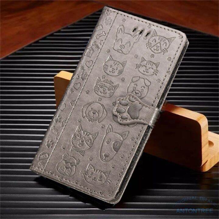 เคสเคสโทรศัพท์ไอโฟนแบบหนังกระเป๋าสตางค์หนังแบบพับลายนูนรูปแมวและสุนัข-x7a-น่ารักปกหนังพรีเมี่ยม-honor-x8a