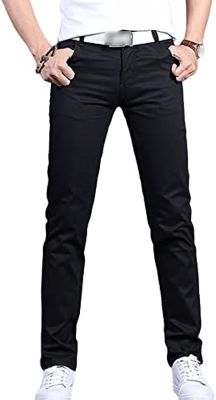 Mens Stretch Chino Pant Straight Fit Washed Comfort Chino Pants Classic Flat Front Stretch Washed Trousers
