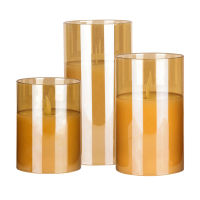 Creative LED Flameless Candles Unbreakable Glass LED Pillar Radiance Candles for Festival Wedding Party Decoration