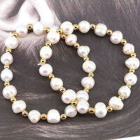 6Pcs  handmade fresh water pearl and copper Beads charm bracelet for lady