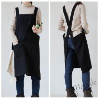 【hot sale】◄☏☽ D13 Japanese minimalist kitchen apron men and women cotton apron home life waterproof apron coffee shop barber apron