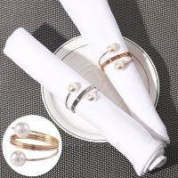 Napkin Rings Buckle Imitation Pearl Spring Napkin Ring For Party Birthday Weddings Family Gatherings Table Decor Napkin Holder