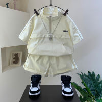 Boys Summer Suit 2023 New Fashion Baby Summer Gym Clothes Childrens Pu Shuai Fried Street Short Sleeve Childrens Clothing