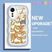 Jjlingji เคสสำหรับ Vivo Y16 Y35 5G Y56 5G เคสโทรศัพท์ลายขอบซิลิโคนเหลวแบบนิ่มดั้งเดิมการ์ตูนสุนัขน่ารักกรอบคลุมทั้งหมดเลนส์เคสตัวปกป้องกล้องถ่ายรูปเคสด้านหลังเคสนิ่ม