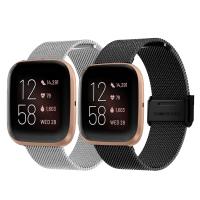 【lz】♞♕  Pulseira de relógio de metal para correa fitbit versa 2 banda malha aço inoxidável pulseira para fitbit versa lite acessórios versa