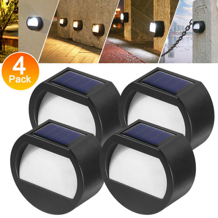 4Pcs Garden Led Solar Step Lights LED Solar Fence Light Deck Light Waterproof Automatic Light