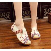 COD SDFERTGRTYTYUYU Retro Canvas Shoes Ethnic Embroidered Shoes Tendon Sole Casual Shoes Flat Shoes