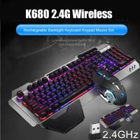 เมาส์ไฟ RGB Backlit แบบชาร์จไฟได้สำหรับเมาส์คอมพิวเตอร์แป้นพิมพ์แล็ปท็อปเมาส์คอมโบแป้นพิมพ์และเมาส์เล่นเกมไร้สาย2.4G คีย์บอร์ดแบบกลไก