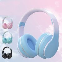 Gradient Color Bluetooth Headsets Wireless Headphones Stereo Bass Noise Reduction Foldable Music Helmet Earphone Gift NEW Over The Ear Headphones