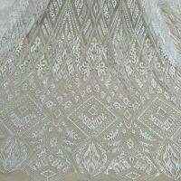 new arrival fashion higher qulity wedding gown dress lace fabric bridal lace 130cm ivory color sell by yard Fabric  Material