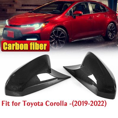 Carbon Fiber Color OX Horn Rearview Mirror Cover Cap Trim Parts Accessories For Toyota Corolla 2019-2023