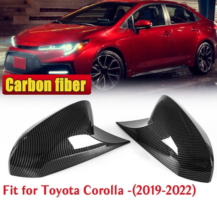 carbon-fiber-color-ox-horn-rearview-mirror-cover-cap-trim-parts-accessories-for-toyota-corolla-2019-2023