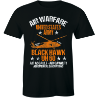 Hawk UH 60 Air Warfare สหรัฐอเมริกา Army Air Force United State เสื้อยืดผู้ชายฤดูร้อนผ้าฝ้าย Tshirt Harajuku Streetwear คุณภาพสูงแขนสั้น