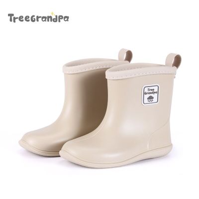 23New Kids Boy Rubber Rain Boots Girls Boys Children Ankle Rainboots Waterproof Shoes Round Toe Water Shoes Soft Rubber Shoes