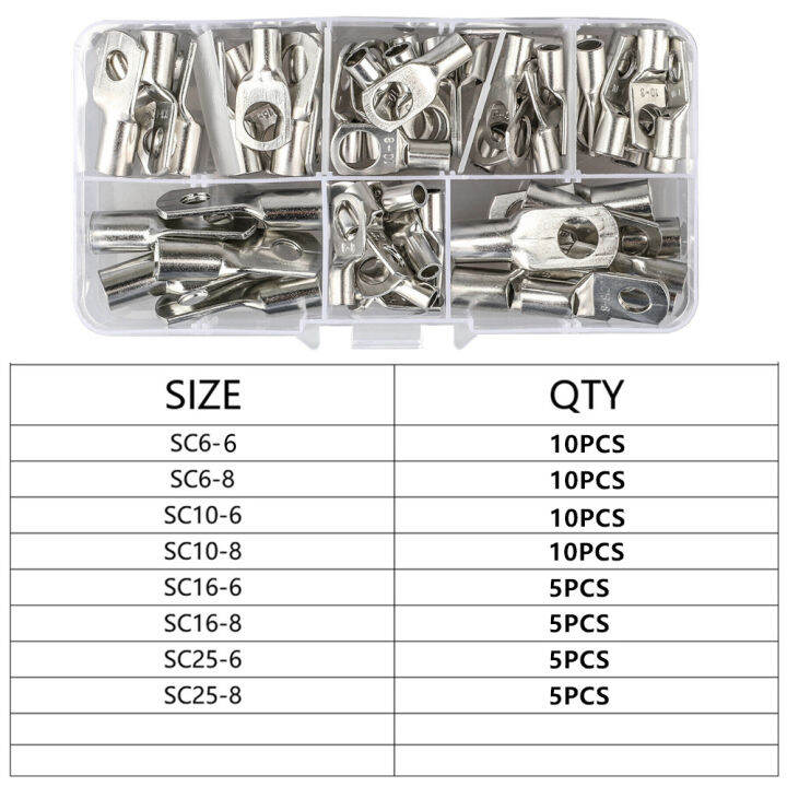 60-140pcs-assorted-sc-bare-terminals-lug-ท่อทองแดงกระป๋อง-lug-ring-seal-แบตเตอรี่สายเชื่อมต่อสาย-crimped-บัดกรี-iewo9238