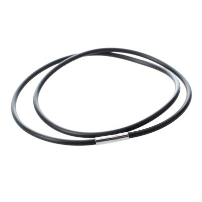 3mm Black Rubber Cord Necklace with Stainless Steel Closure - 22 Inch