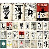 Funny Toilet Safety Sign Vintage Metal Tin Sign WC Lavatory Toilettes Wall Art Bathroom Restroom Toilet Wall Decoration