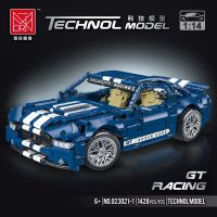 Mork 023021 Blue And White GT Racing Car Model Super Car Series Small Particle Assembly Toys Building Blocks Boy Gifts 1428Pcs