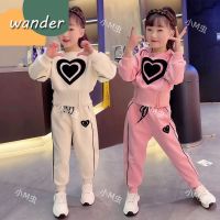 WANDER ชุดแฟชั่นเด็กผู้หญิง เสื้อแขนยาวเด็กหญิง การออกแบบรูปแบบหัวใจอินเทรนด์ ชุดกีฬาแขนยาวเด็กผู้หญิง23726