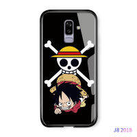 【Stylish】 【Online】 Luffy สำหรับ Galaxy J8 J7 J7Pro J7Core J6 Pro Prime Plus 2018 2015ยอดนิยม Anime One-Piece โทรศัพท์กรณี Smooth กระจก Anti-ลายนิ้วมือ Luxury 9H-Tempered กันกระแทกฝาครอบด้านหลัง