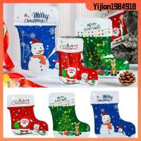 YIJIAN1984918 10PCS มนุษย์หิมะ ตกแต่งเตาผิง เครื่องประดับต้นคริสต์มาส ถุงน่องยืนกระเป๋า ห่อของขวัญ ถุงถุงเท้าคริสต์มาส บรรจุภัณฑ์คุกกี้ขนม