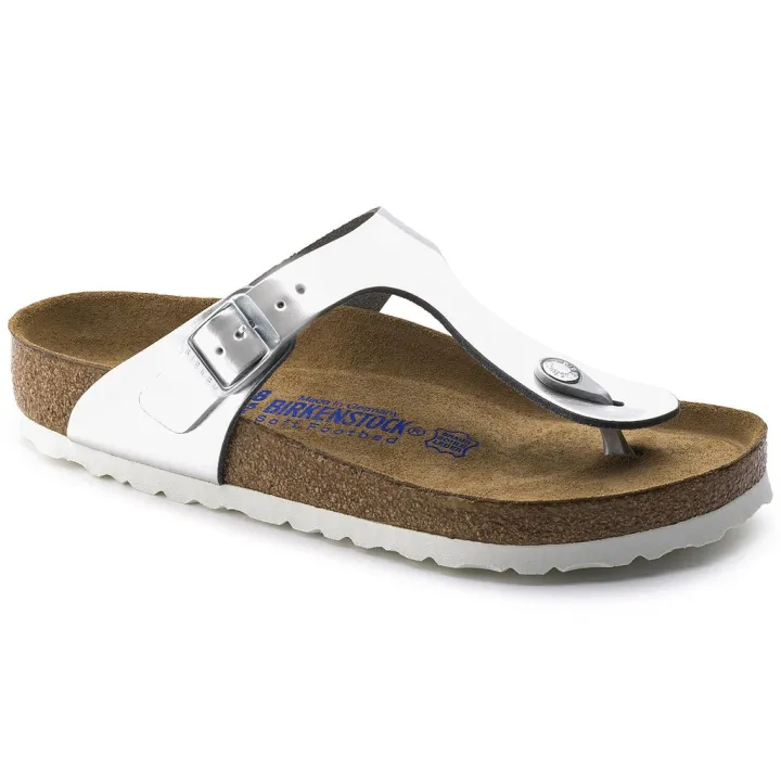 Birkenstocks Gizeh Soft Footbed In Metallic Silver 1003674 Lazada.co.th
