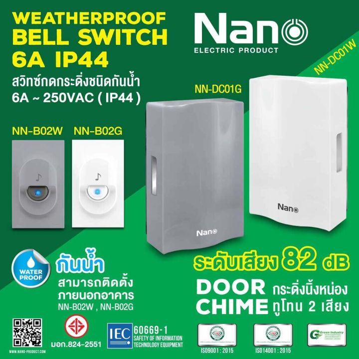 nano-สวิตช์กดกระดิ่ง-กระดิ่งนิ้งหน่อง-ชนิดกันน้ำ-ip44-สวิตซ์นิ้งหน่อง-กริ่ง-นิ้งหน่อง-กระดิ่ง-ออดประตู-ออดบ้าน