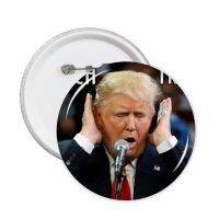 Trump Funny Interesting Angry Impeach Trump Ridiculous Spoof Meme Image Round Pins Badge Button Clothing Decoration 5pcs