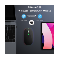 BT5.1+2.4Ghz Wireless Mouse With Mouse Jiggler,Rechargeable 2.4G Mouse, Mouse Mover For USB-Enabled Computer,Black