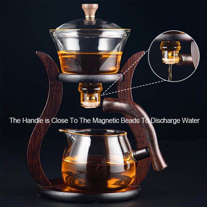 HeatResistant Glass Tea Set Water Diversion Rotating Cover