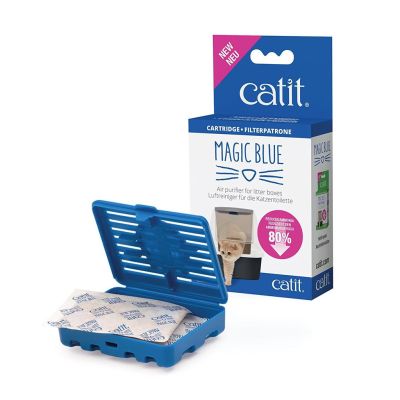 [] CATIT MAGIC BLUE กล่องน้ำเงิน แผ่นดูดกลิ่น 2 แผ่น และกล่องบรรจุ ใช้ติดในห้องน้ำแมว
