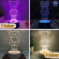 {ItalyNest shop}KAWS Bearbrick โคมไฟ LED โคมไฟตั้งโต๊ะ,โคมไฟ3D KAWS Bearbrick Lampu Tidur Bilik Meyhadiah ของขวัญวันเกิด