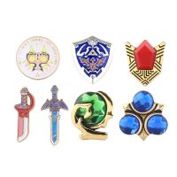 Zelda เข็มกลัดเคลือบ Pins Skyward ดาบอัญมณี Hylian Shield Cosplay Badge กระเป๋าเสื้อผ้า Lapel Pins ป้ายโลหะแฟชั่นเครื่องประดับของขวัญ