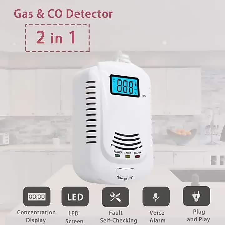 Combination Natural Gas and Carbon Monoxide Detector Plug in 2in1 Co