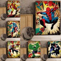 ¤▤ Marvel ภาพยนตร์ Avengers โปสเตอร์ผ้าใบ Spiderman Iron Man Hulk Home Wall Art ภาพวาดพิมพ์ภาพห้องนอนห้องนั่งเล่นตกแต่งภาพจิตรกรรมฝาผนัง