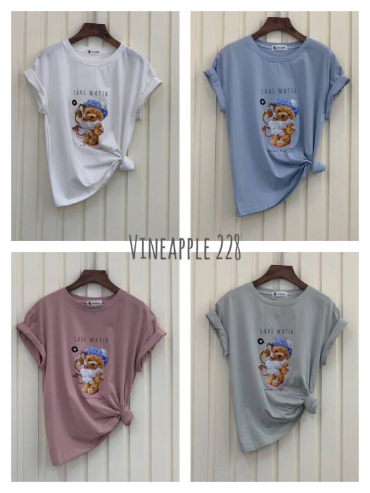 vineapple228-เสื้อยืดติดดอกไม้-เสื้อยืดแฟชั่น-เสื้อยืดแขนสั้น-เสื้อยืดสไตล์เกาหลี-เสื้อยืดผู้หญิงใส่เที่ยวใส่สบาย-ไม่ซ้ำแบบใคร-ทันสมัย