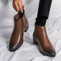 Luxury Designer Brand Dress Office Shoes for Men Genuine Leather Fashion Chelsea Casual Boots Retro Couple Ankle Boot Footwear