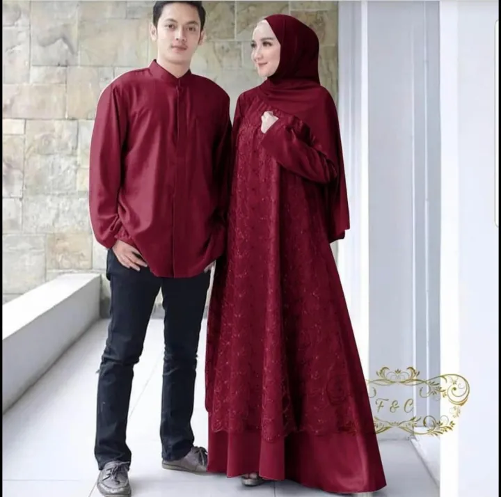 GAMIS KONDANGAN COUPLE PASANGAN MODEL TERBARU 2022 BAJU GAMIS COUPLE