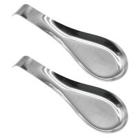 2pcs Home Multifunction Kitchen Reusable Durable Stable Utensil For Stove Top Stainless Steel Restaurant Countertop Cooking Anti Slip Heat Resistant Spatula Spoon Rest