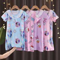 Korean Fashion Cute Kids Nightdress Sleepwear Girl Cartoon Prited Short Sleeve Dress Pyjamas Homewear baju tidur