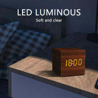 HotAlarm นาฬิกา LED โต๊ะนาฬิกาไม้การควบคุมด้วยเสียง Digital Wood Despertador Usbaaa Powered Electronic Desktop Clocks