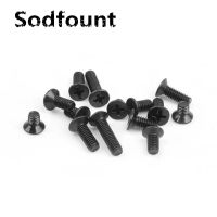 100ชิ้น/ล็อต Cross Countersunk Head Flat Head Screw M3 Km/h Fm Iron Black Mechanical Screw