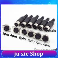 JuXie store Din 3 4 5 6 7 8 Pin Core Male Plug Female Socket Connector Power Mount Socket Hulled Panel Chassis Soldering