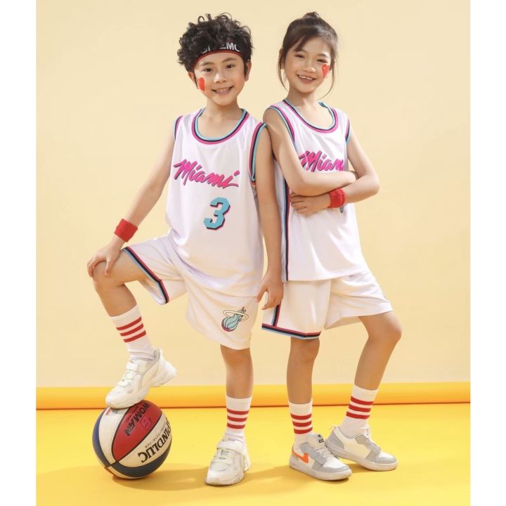 dwyane-wade-3-jersey-kids-city-version-nba-miami-heat-jersey-children-basketball-suit