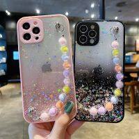 【16- digits】เคสสร้อยข้อมือโซ่สีสันสดใสสำหรับ iPhone 12 Mini 11 Pro XS Max XR X 8 7 6S 6 Plus SE 2020 Gradient Glitter เคสใส