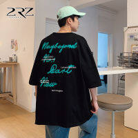 2Rz Mens High Quality Cotton T-Shirt Summer Hong Kong Style Loose Cotton T-Shirt Couples All-Match Base Shirt Fashion